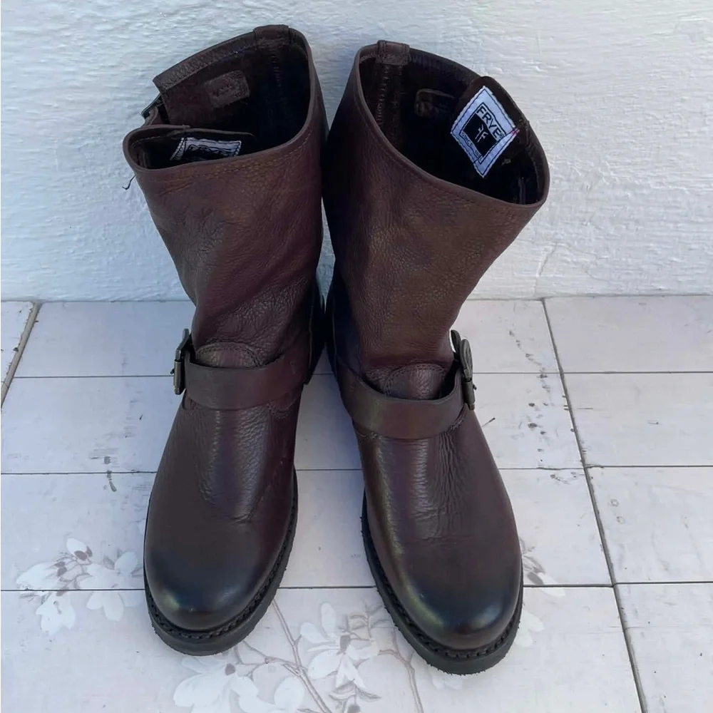 Frye Brown Leather Harness Boots